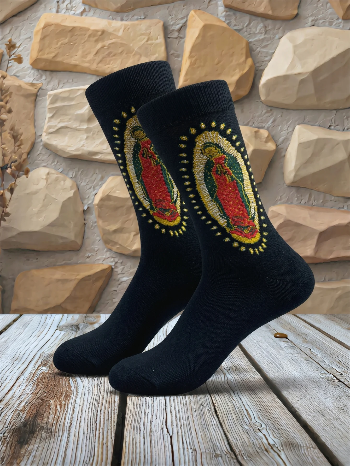 Unisex Print Crew Cotton Socks Men Mexican Chicano Style Vintage Streetwear Mid Calf Casual Socks Personality Skateboard Socks