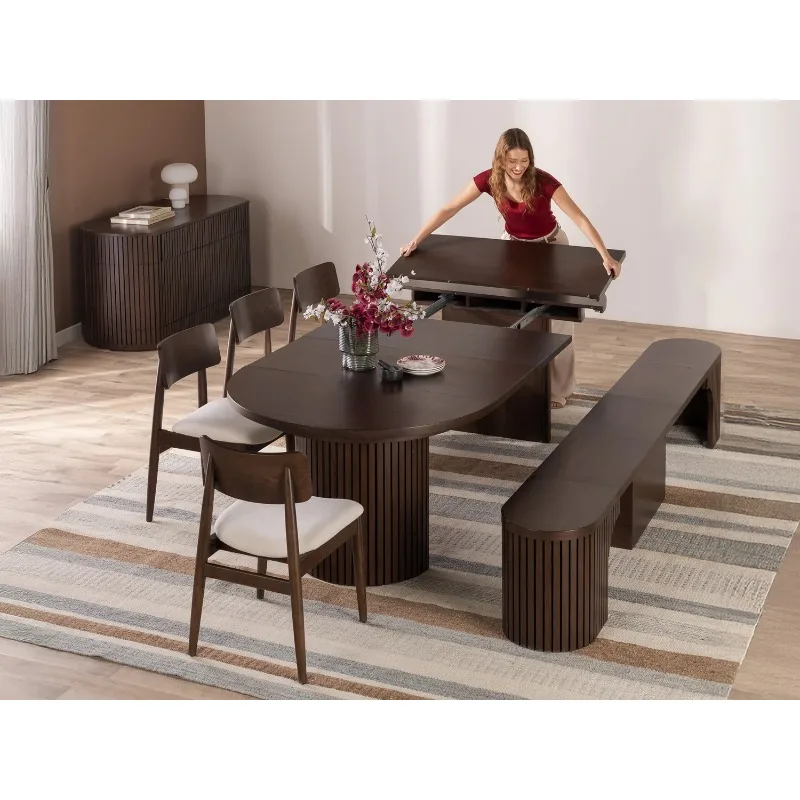 Factory Modern Luxury Simple Dining Table Retractable Foldable Design Accessible Negotiation Features Exports Solid Wood