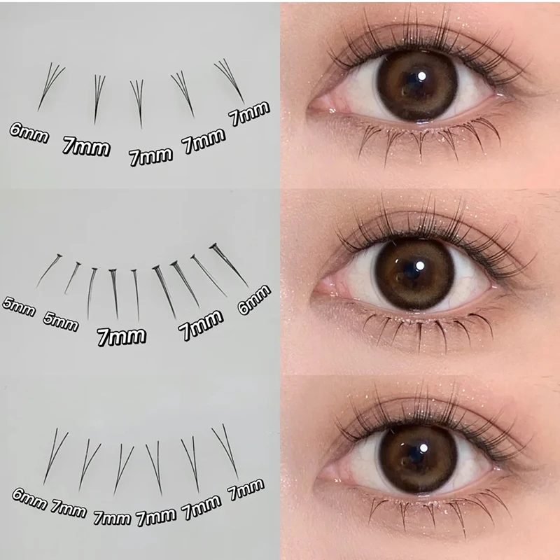 J curl V Shape Under Eyelash Comic Eye Lashes Natural Bottom Lashes Soft Manga Eyelashes Bunches Eyelash Clusters Korean Makeup