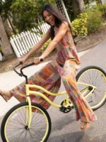 Plus Size Women's Jumpsuit, Wide Strap Square Neck Printed Casual Street Fashion Loose Wide Leg Jumpsuit - Image 5