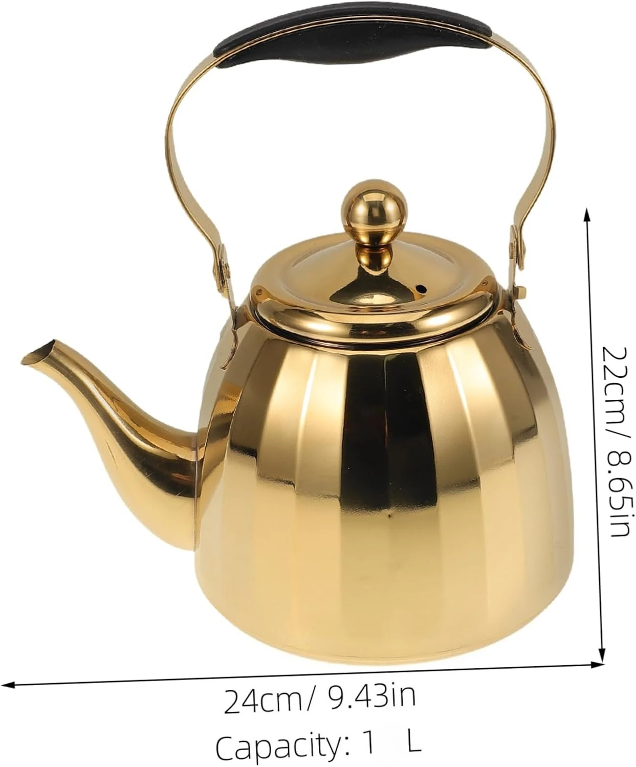 1L Portable Teapots Golden and Sliver Large Capacity Star Glitter Stainless Steel Tea Kettle With Strainer Ergonomic Comfort Handle Portable Camping Teapot Teaware For Hotel Restaurant Camping Outdoor Use