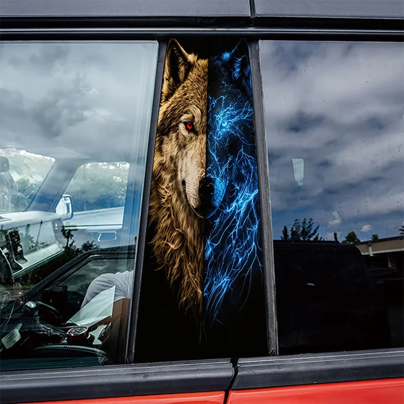 

2pcs Car Center Pillar Window Film Dual-form Wolf Glossy protective polyethylene film