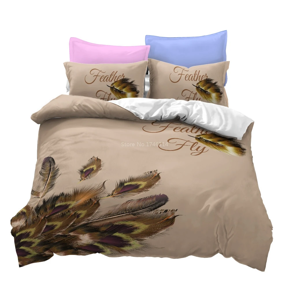 Beautiful Peacock Feather 3D Printed Bedding Set Soft Duvet Cover Set Comforter Cover Pillowcase Set Home Textile Bedclothes