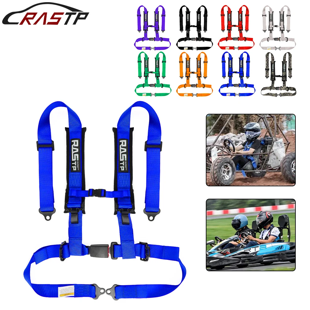 RASTP-Universal Racing Seat Belt 2-inch Four Point With Sponge Bolt Mounting  High Grade Strap Nylon Belts Safety Harness BAG091