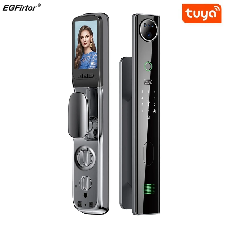 

EGFirtor Anti-theft Automation Smart Door Lock 3D Face Recognition Tuya Wifi APP Remote Control Fingerprint Electronic Home Lock