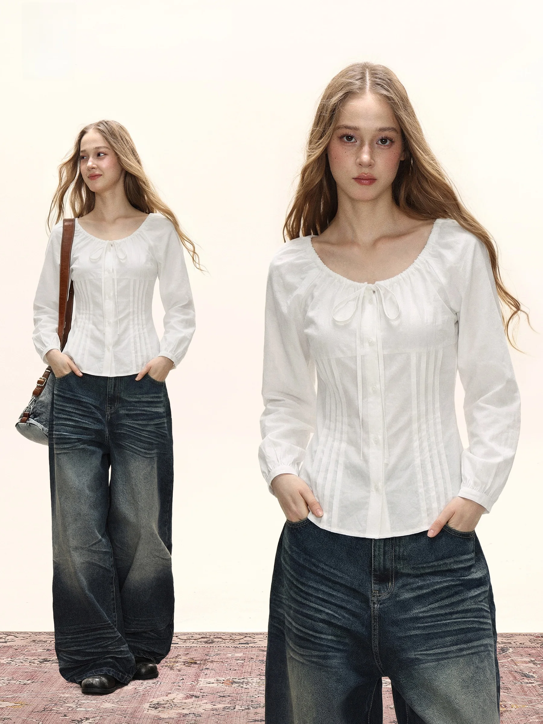 

Женская повседневная рубашка Sweet Spicy Girl с длинными рукавами, эластичным воротником, свободного кроя, из хлопка, весенняя модная офисная одежда