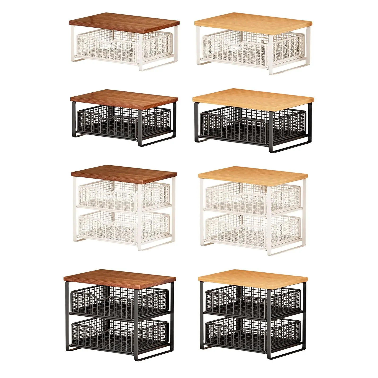 Desktop Printer Stand with Drawer Wood Storage Bookshelf Shelf on Desk for Office Organization