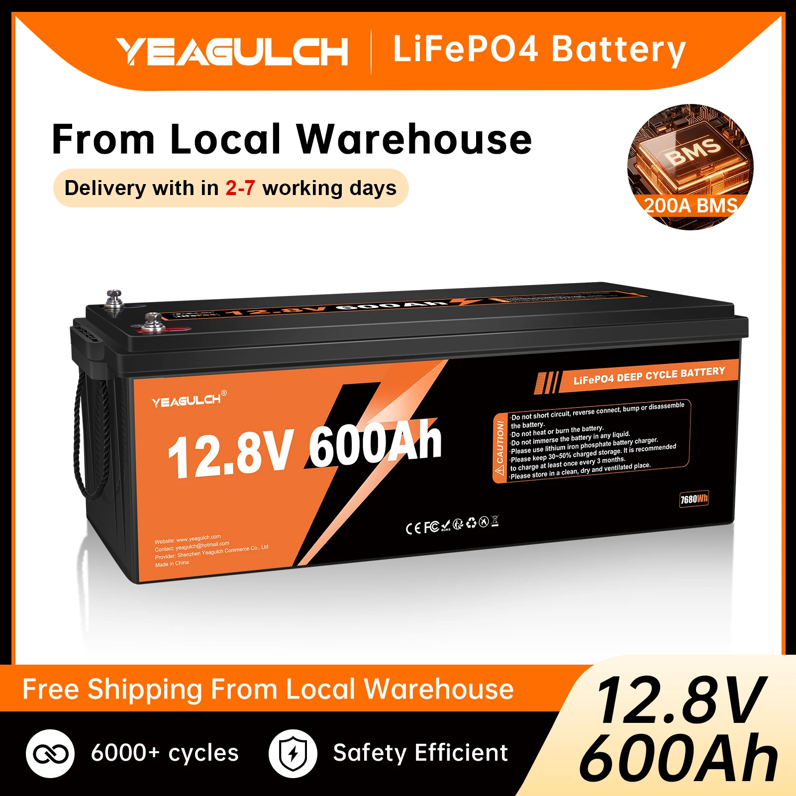 

12.8V 100/200/300/400/600Ah LiFePO4 Lithium Battery Low Temperature Protection for Solar Off-grid System Home Energy Storage RV