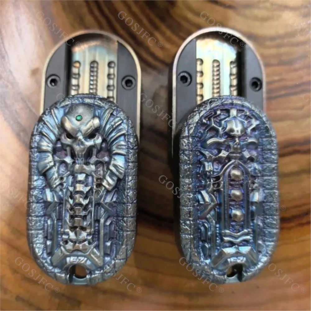 FZEDC F2.5 Skull Rock Fidget Spinner, jouet anti-Stress, rotation à gauche et à droite 360 °   Gadget de soulagement de l'anxiété en métal pour adulte, curseur de poussée