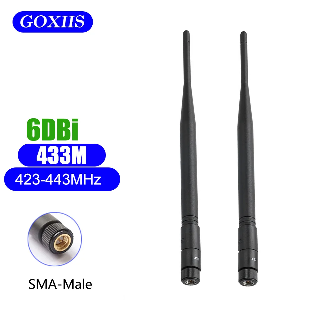 2PCS 433MHz Antenna  6dBi SMA Male 423-433MHz Omnidirectional Foldable Antenna for Wireless Data Transmission Module