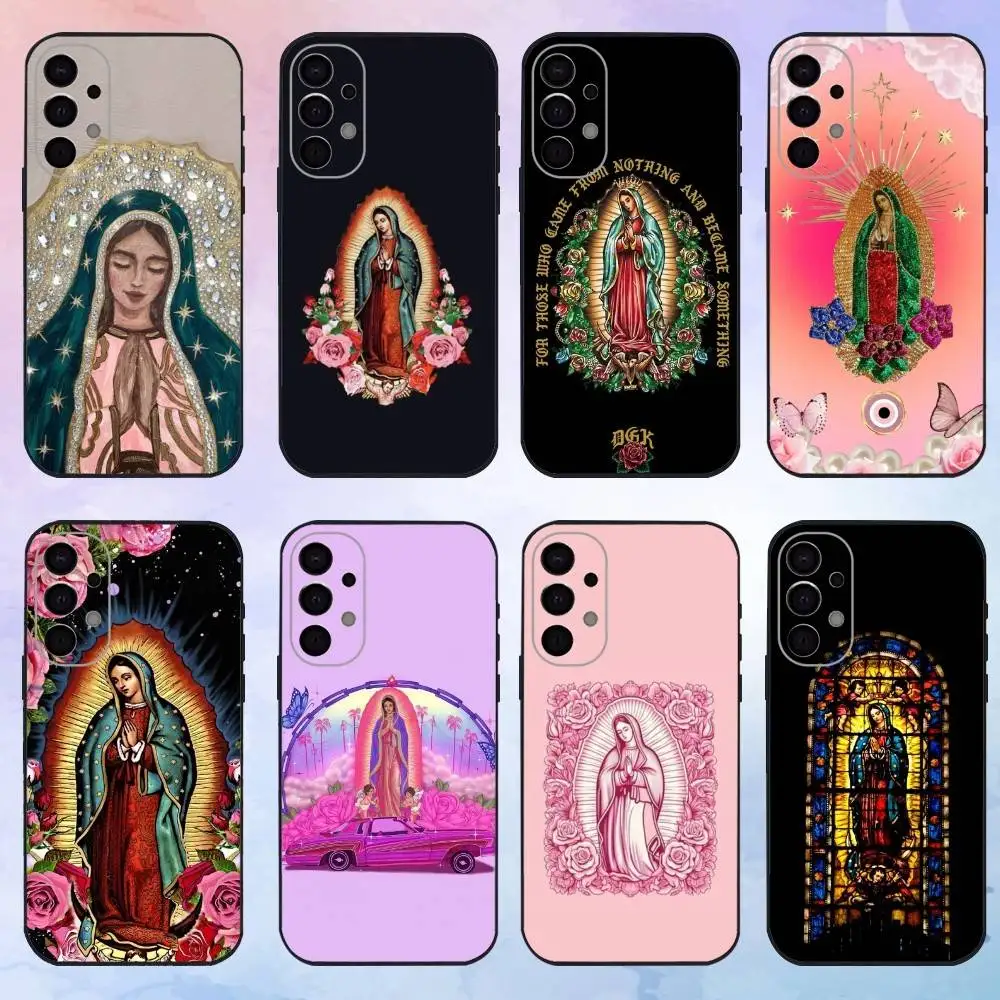 Guadalupe Art Virgin De funda De teléfono para Samsung S25,S24,S21,S22,S23,S30,Ultra,S20,Plus,Fe,Lite,Note,10,9,5G cubierta negra