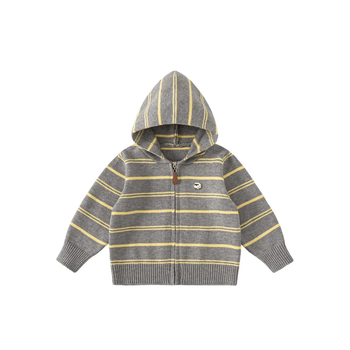 Coat Knitted Children's Hoodie Color-blocking Stripes Knitwear Loose Zipper Sweater for Girls' Outerwear Classic Style