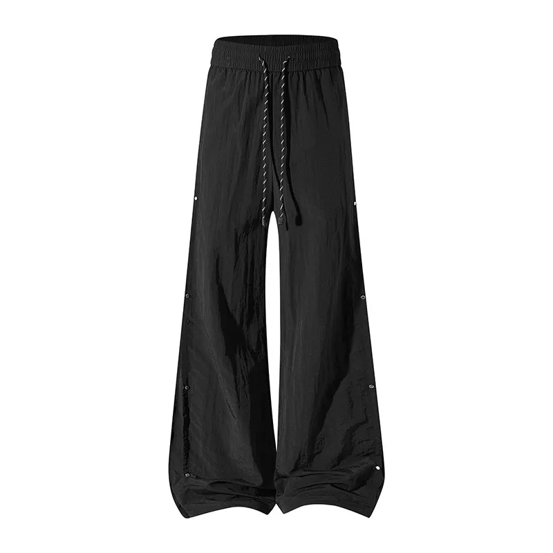 

Мужские брюки в американском ретро-стиле, свободного кроя, с дизайнерскими складками, повседневные, из драпированного нейлона, прямого кроя, для весны и осени