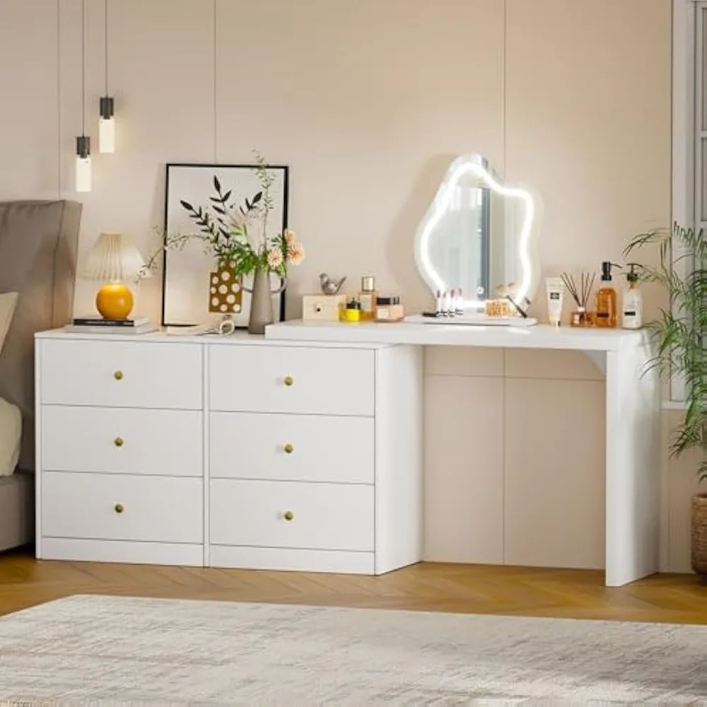 Mesa de canto de 82 polegadas com espelho e luzes LED ajustáveis de 3 cores