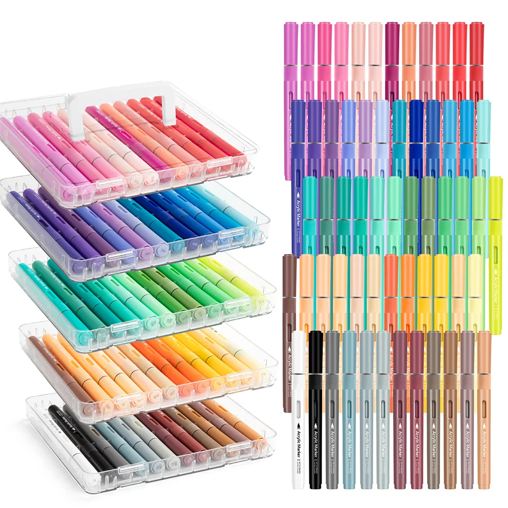 acrylic-paint-markers-set-6-60-colors-brush-tip-acrylic-paint-pens-set-with-10-pro-color-seriesarts-and-crafts-supplies