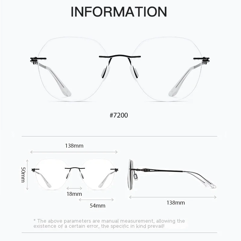 COHK Fashion Rimless Women Magnet Sunglasses Polarized Clip On Sun Glasses Lens UV400 2024 New Style Round Optical Eyewear Frame