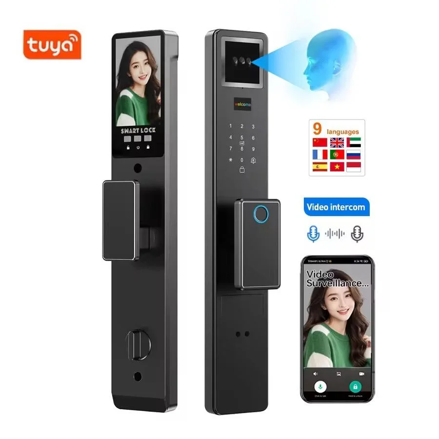 

3D Face Recognition Tuya Video Intercom Security Fingerprint Card Unlocking Smart Home Camera Door Lock 9 Languages
