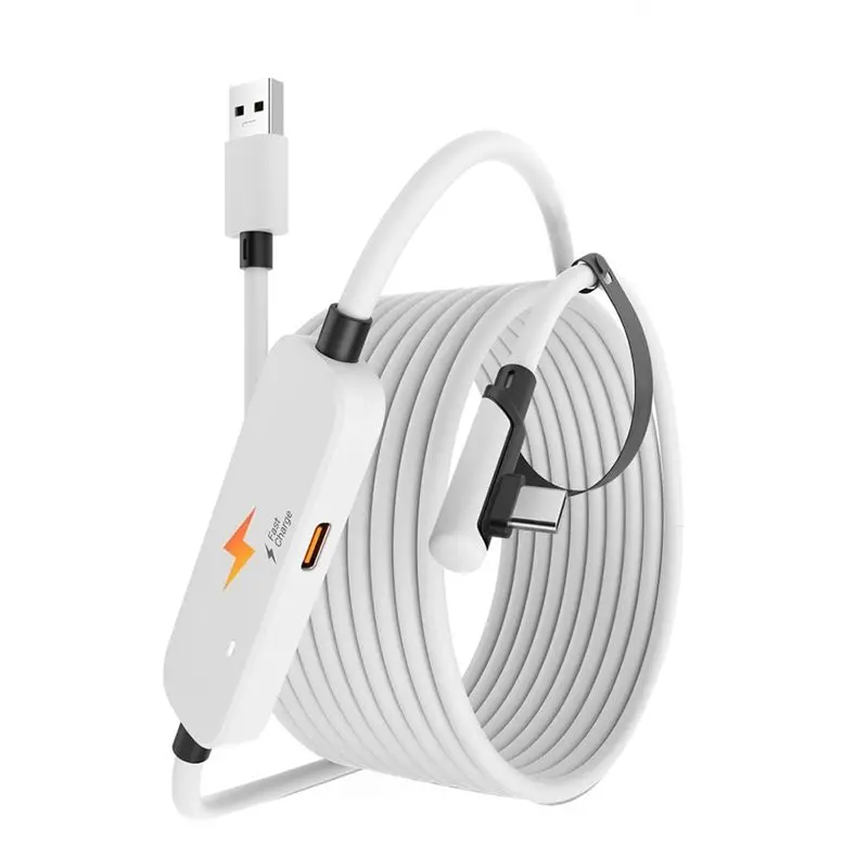

Кабель VR Link с дополнительным зарядным портом USB3.2 Gen1 для VR-гарнитур Meta Quest 3S/2/PICO 4, быстрая зарядка