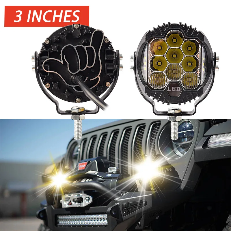 Automotive LED Work Lights with Three Sided Illumination Mini Off-road Vehicle Spotlights Motorcycle External Headlights