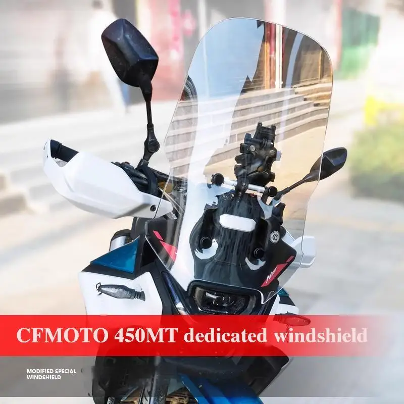 For CFMOTO 450MT Motorcycle Front Windshield Modification Accessories Heightened Windshield Chest Protection Windproof Deflector