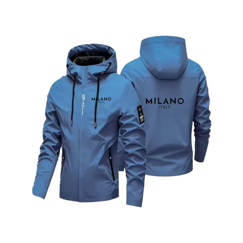 Men's casual jacket for outdoor travel Thickened polyester fiber is durable Full-zip hooded design with multiple pockets