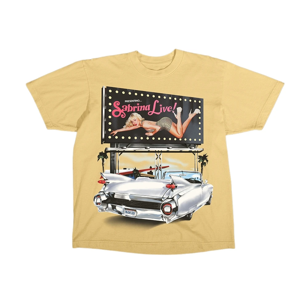 Camiseta Sabrina Carpenter Sabrinawood Car & Billboard Graphic Merch 2026, camiseta de algodón unisex para hombre y mujer, camiseta de gran tamaño Y2k