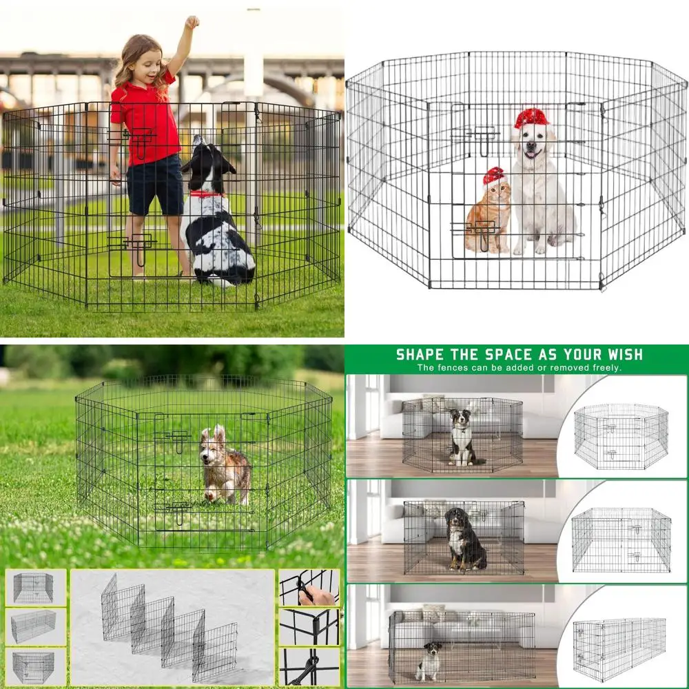 

8-Panel 30 Adjustable Dog Playpen for Medium Pets - Suitable for Indoor and Outdoor Use