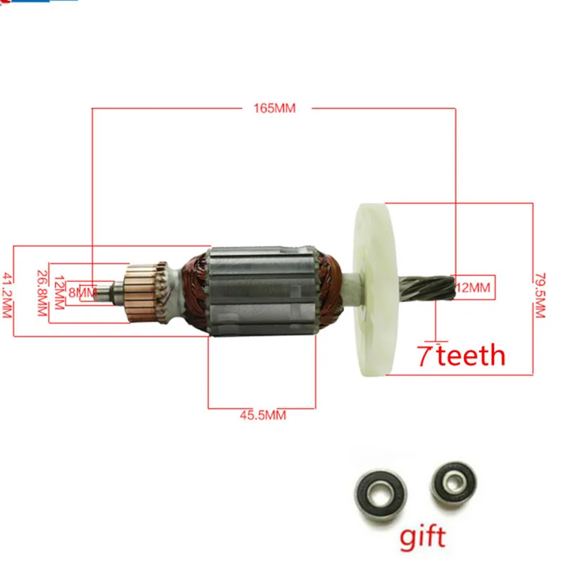 

AC220-240V 7 Teeth Motor Armature Engine Replacement for MAKITA HM0810 HM0810B HM0810T 0811 0810 0842 0840 516148-3 516149-1