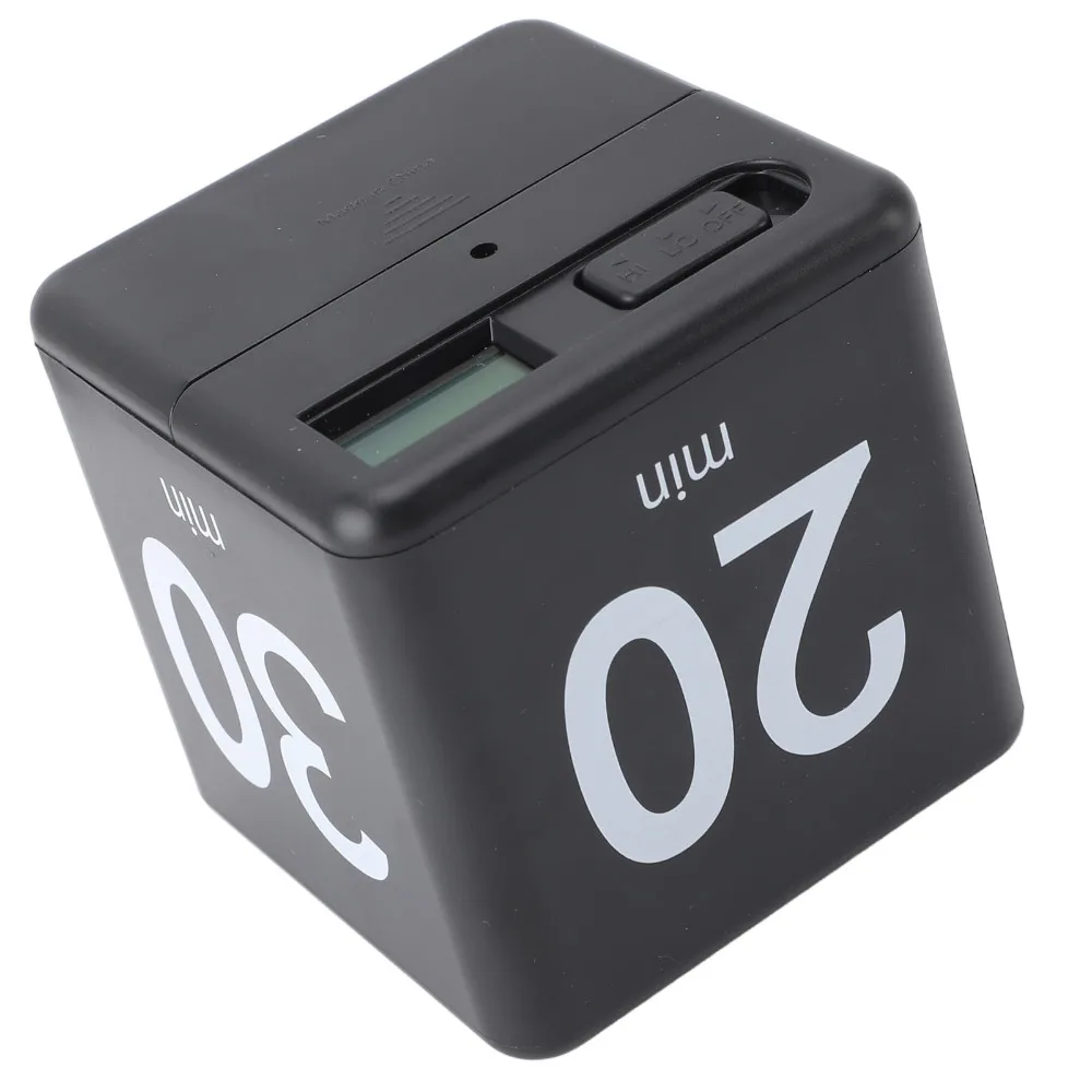 ABS Flip Timer Gravity Sensing Black Red Countdown Timer 15 20 30 60 Minute Preset Digital Display Cube Timer
