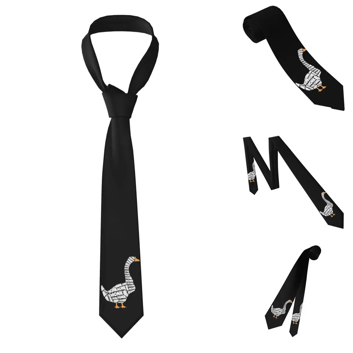 Honk Honk Goose Goose Game Wording  Necktie for Men Silk Polyester Slim Neck Ties Wedding Business Tie Casual Gravatas