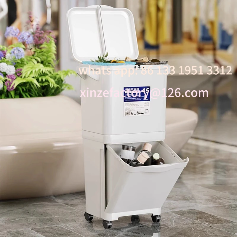 

Customizable Kitchen Trash Can No-Bending Movable Dry And Wet Separation Sanitary Barrel Outdoor Garden For Household Courtyard