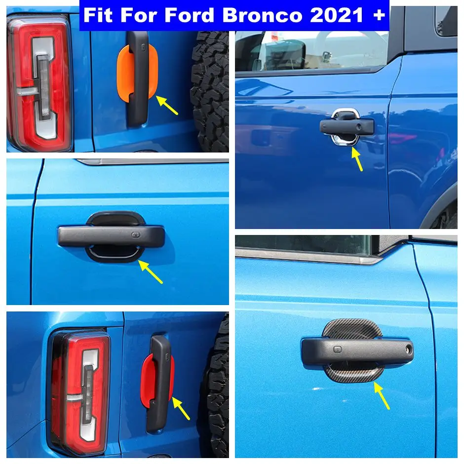 

ABS Car Side Door Pull Doorknob Handle Bowl Decor Frame Cover Trim For Ford Bronco 3 / 5 Doors 2021 - 2024 Exterior Accessories