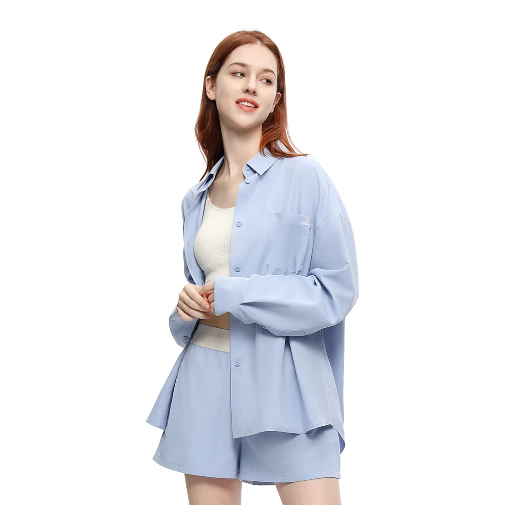 OhSunny Women Anti-UV Sets 2024 New Summer Outdoor Fashion Oversized Tops Shirt Sunscreen UPF50+ Sun Protection Blouse Short