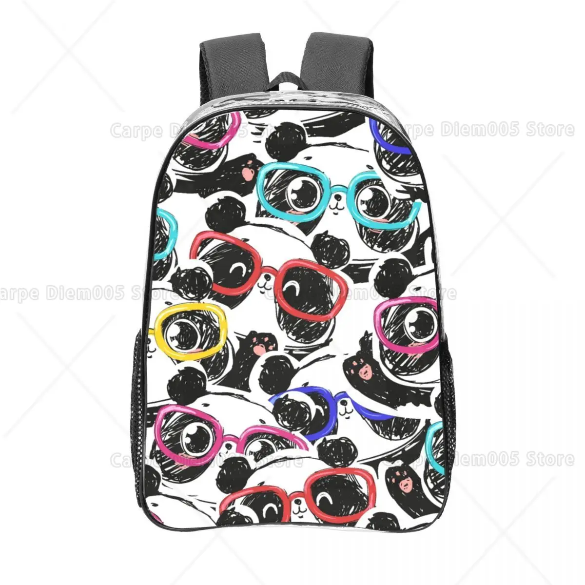 

Colorful Glasses Panda Print Backpack Cute Cartoon Panda Pattern School Bag, Lightweight Durable Bookbag with Adjustable Strap