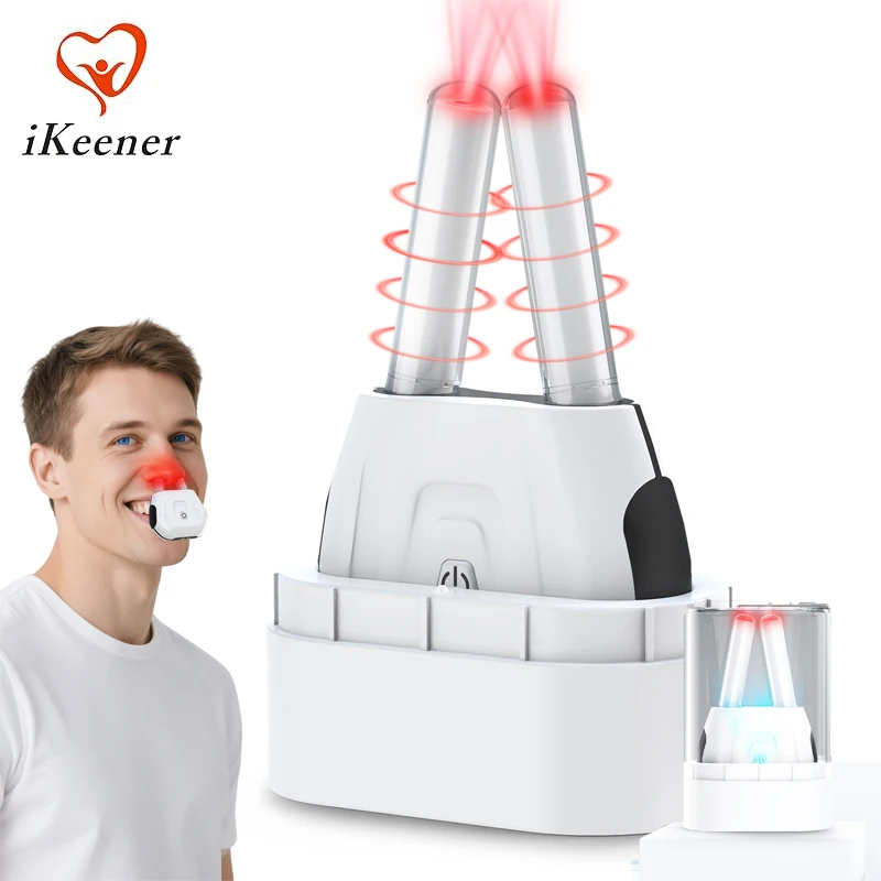 

Nasal Phototherapy Device Red Light Infrared Therapy Device Dual UV Sanitizing Base Timer for Chronic Rhinitis Relief Nose Care