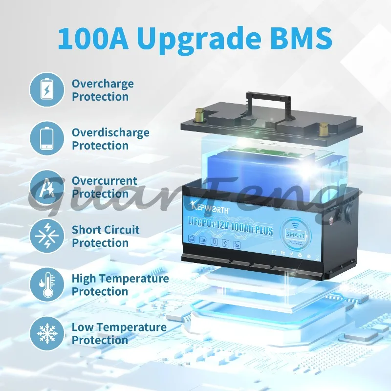 Kepworth 12v Lithium Battery 100ah Lifepo4 Battery Smart 12v 100ah