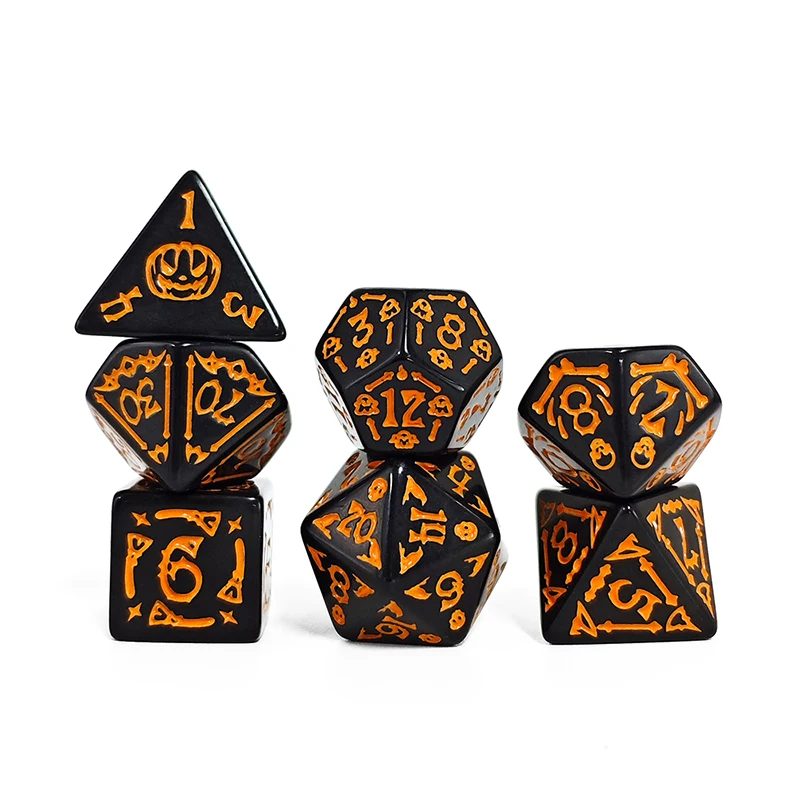 7 pièces/ensemble thèmes d'halloween dés pour DND RPG divertissement jeu de société accessoires D20 D12 D10 D8 D6 D4 jeu de Table jeu de dés