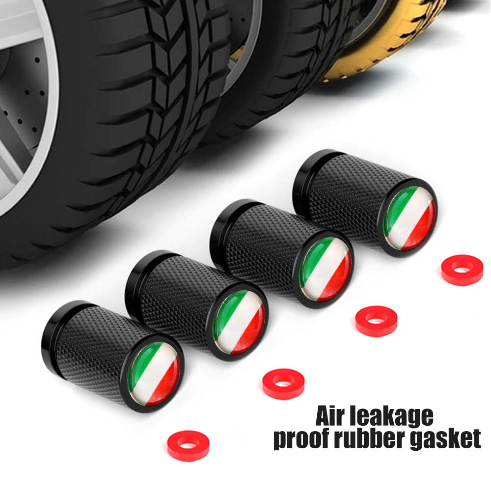 4Pcs Italy National Flag Car Valve Stem Caps, Universal Tire Valve Stem Caps for Cars, SUVs, Bike, Bicycle, Trucks, Motorcycles