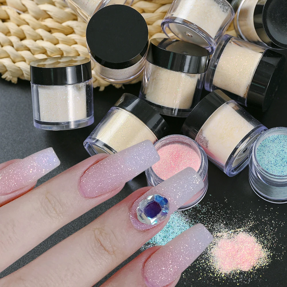 12Pcs Nude/Pink Acrylic Nail Art Powder Colorful Extension Crystal Polymer Dust Odor-Free Bubble-free Long-Lasting Nails Supplie