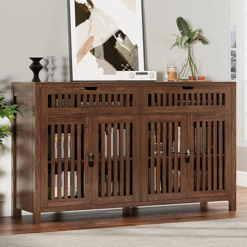 

Storage Cabinet with Drawers 55 Large Buffets & Sideboards with Adjustable Shelves and Doors, Multifunctional Kitchen Pa