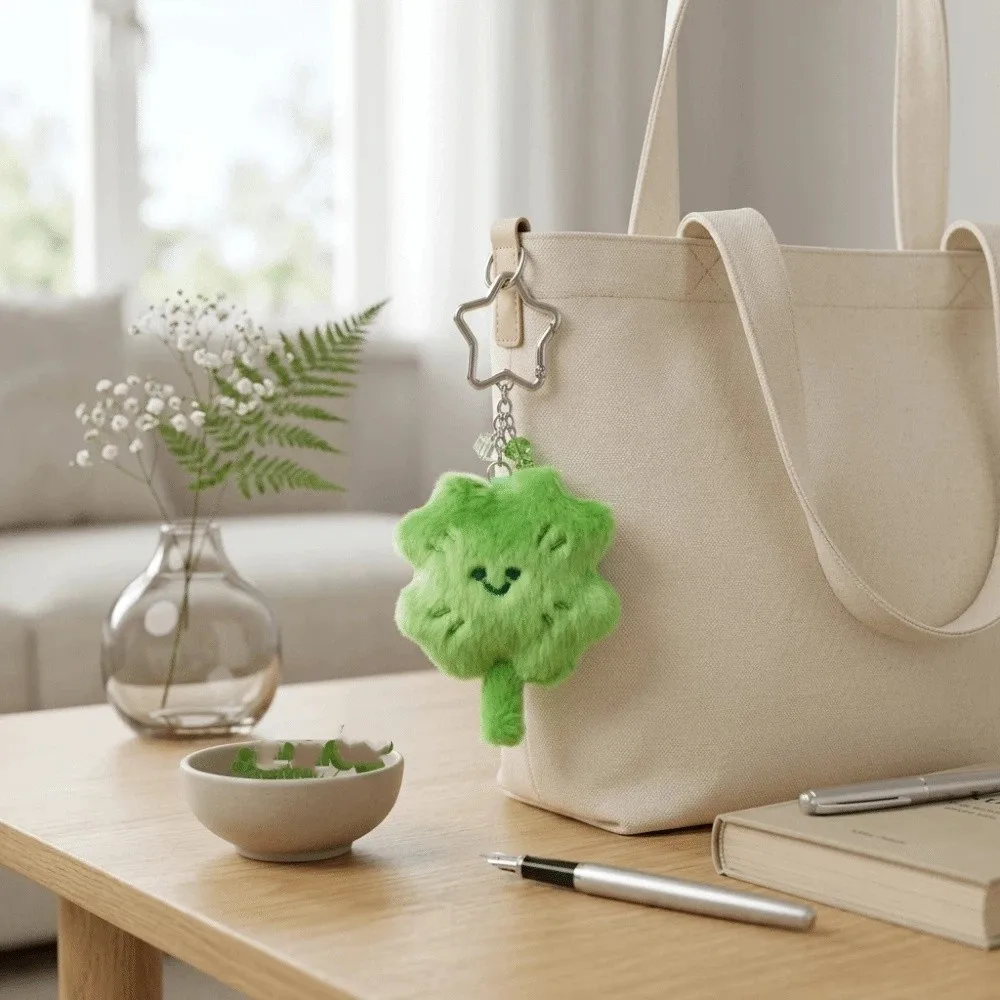 Smiling Face Keychain Elastic PP Cotton High-Quality Fuzzy Bag Charm；Pendant Ultra Soft Skin-Friendly Fluffy Keychain