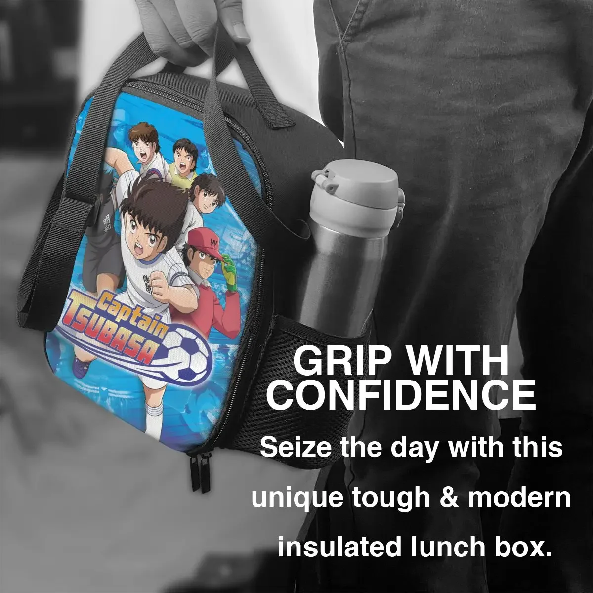 Custom Japan Football Manga Captain Tsubasa Lunch Bag Women Cooler Thermal Insulated Lunch Box for Kids School