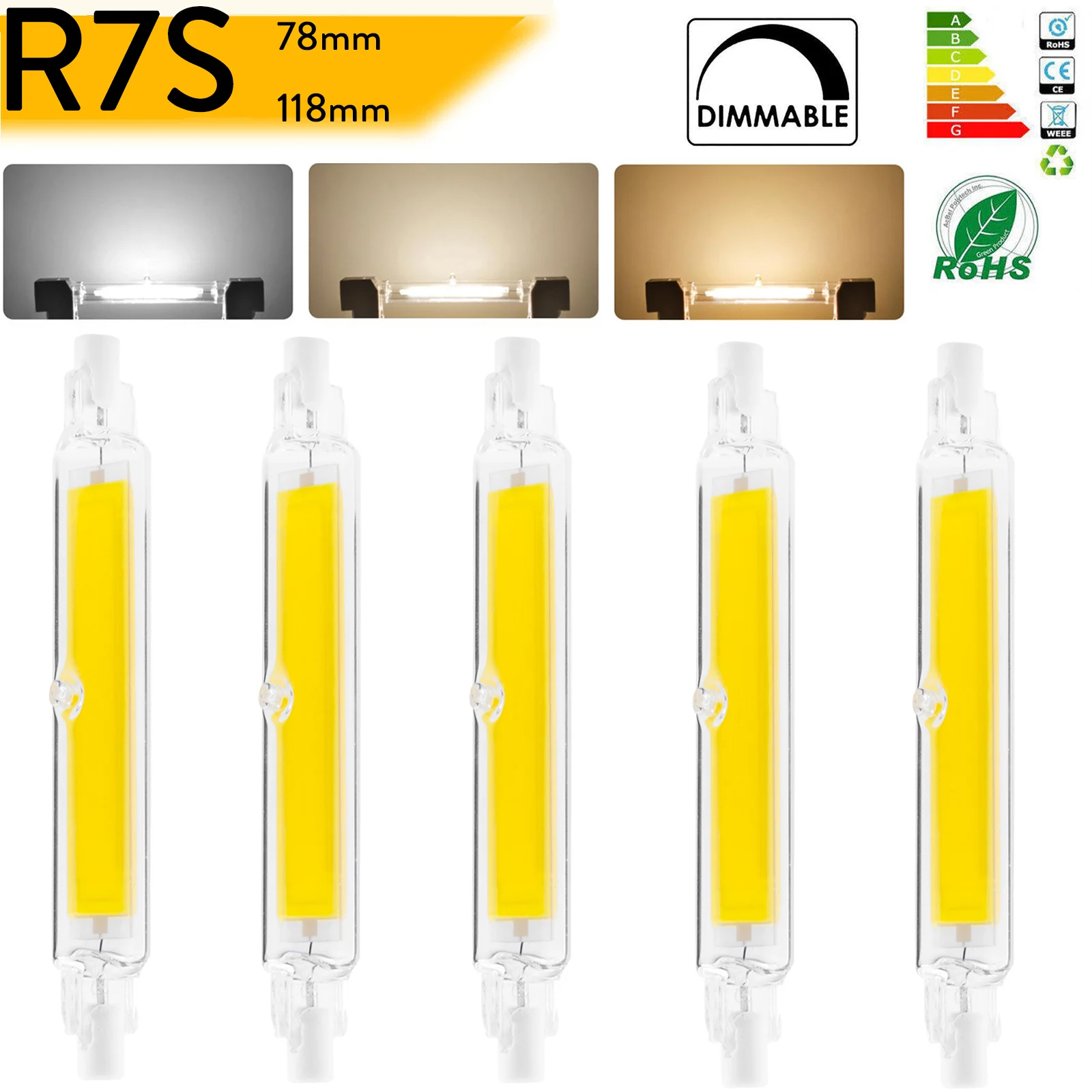 

Wholesale 10Pcs Dimmable R7s LED Bulb 78mm 118mm Flood Light J78 J118 7W 15W 28W J-Type Glass Tube Ceramic Base 220V 240V Lamps