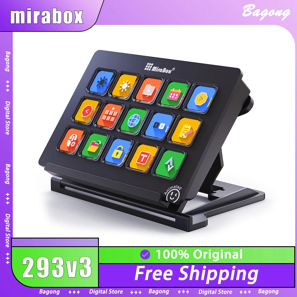 Mirabox 293v3 Stream Dock Visualized Keyboard 15 Customizable LCD Keys Live Content Creation Controller For Windows/MacOS