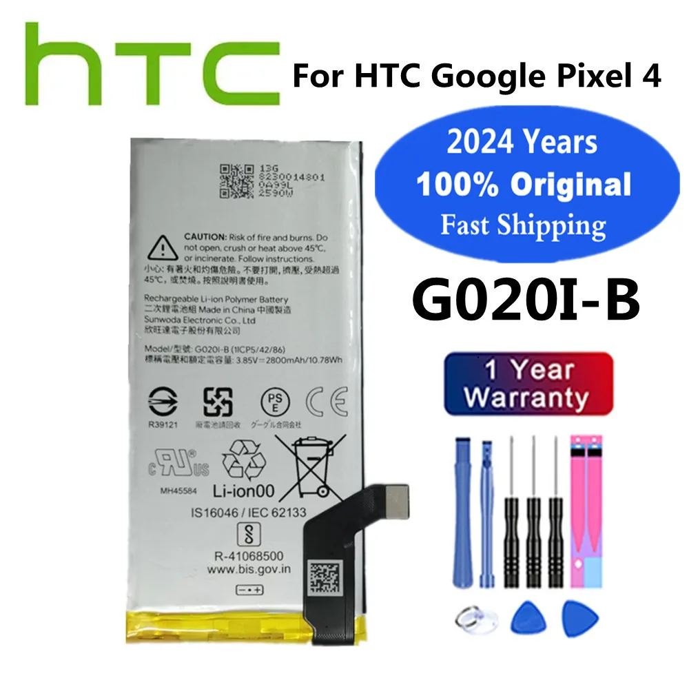 

2024 Years 2800mAh Original Phone Battery G020I-B For HTC Google Pixel 4 Pixel4 G020IB Phone Replacement Battery Bateria