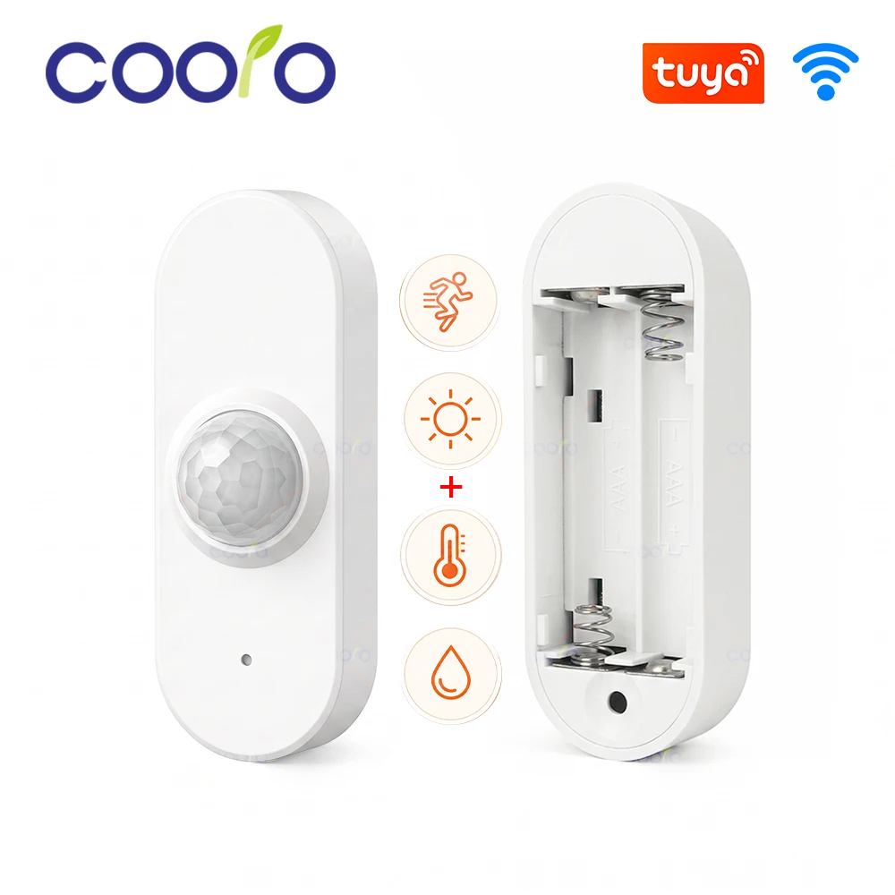 Tuya WiFi Smart PIR Motion Sensor Infrared Detector with Lux/Temperature/Humidity Anti-theft Alarm Wireless Security Protection