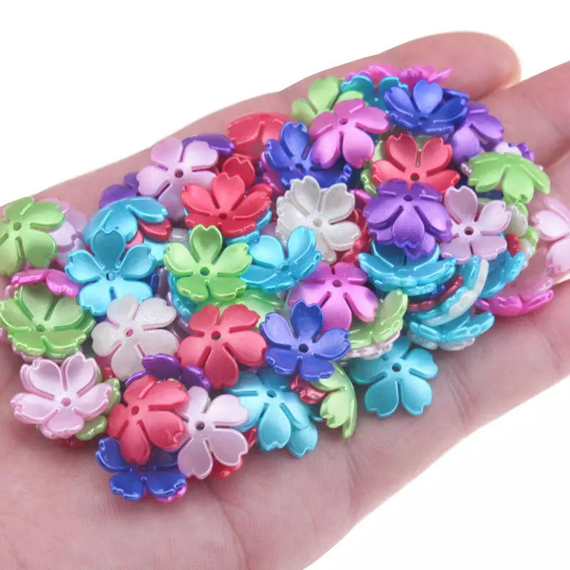 50-200Pcs/Lot 15MM Five-Leaf Flower Jewelry Accessories Spacer Bead For Hairpin Clothing Decoration DIY Crafts Handwork Making