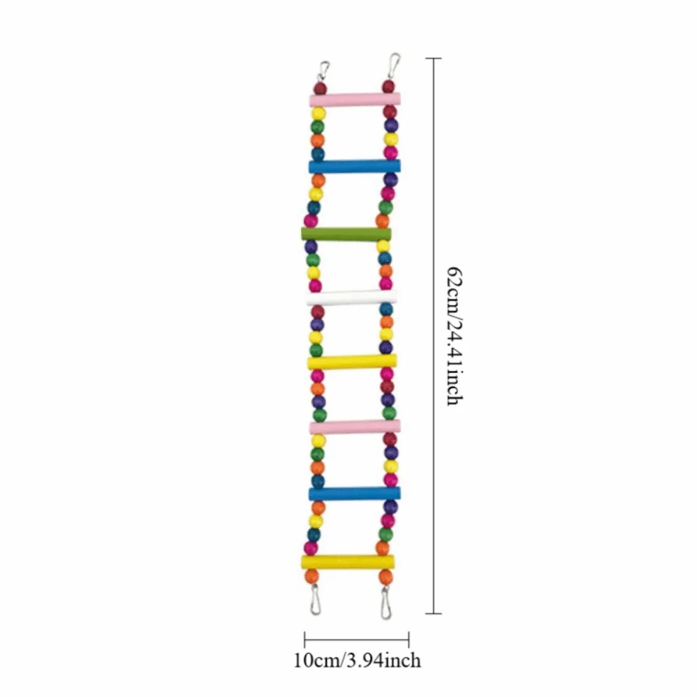 Colorful Wooden Parrot Ladder 8/10/12 Step Ladders Interactive Bird Climbing Grinding Claws Wear Resistant Bird Perch Stand