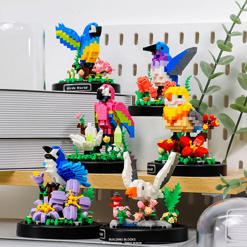 Large Quantity, High Difficulty Level, 3D Creative Bird, Animal, and Plant Building Block Set, DIY Decorative Art, Adult Collectible Gift, Birthday Gift, New Year Gift, Easter Gift, Valentine's Day Gift, Eid Gift, Living Room, Bedroom, Office Desktop Decoration Ornaments (1540+ Pieces)