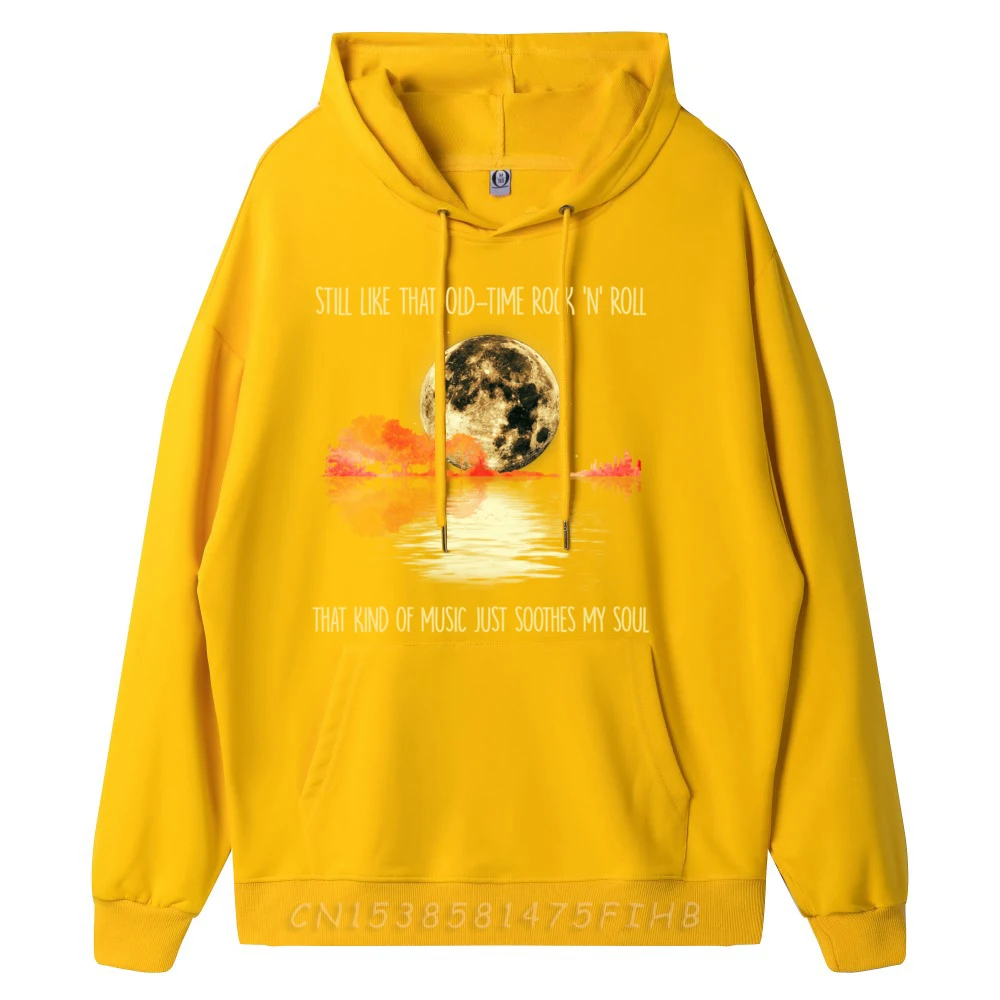 Still Like That Old Time Rock N Roll Guitar Moon Tree Hippie Clothing Mens Hoodie Large Size